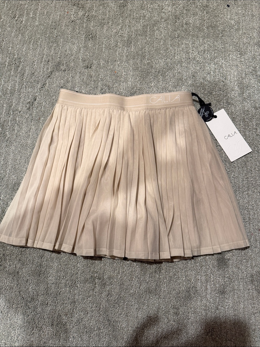Calia Pleated Mini high rise Skort in Light Beige XS